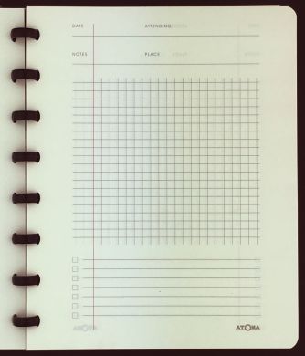 A5 Meeting Book with Cream Meeting Log Pages with 5x5 Squared Notes Area